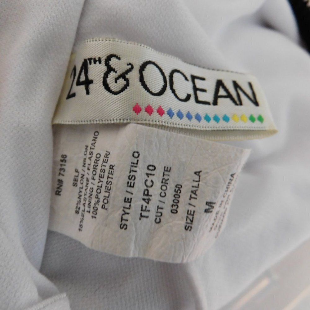 24 Ocean Womens Blouson One‎ Piece Swimsuit Black White Slimming Tummy Control M - Picture 3 of 5